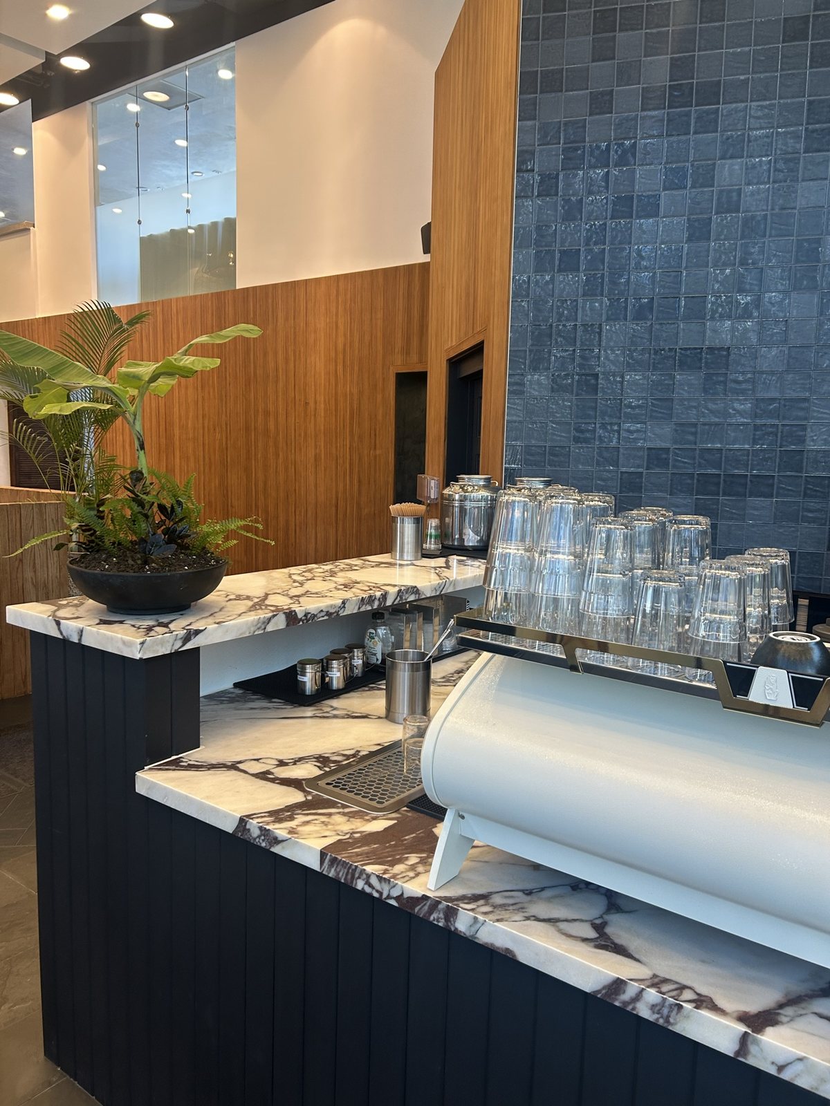 The coffee bar and espresso machine