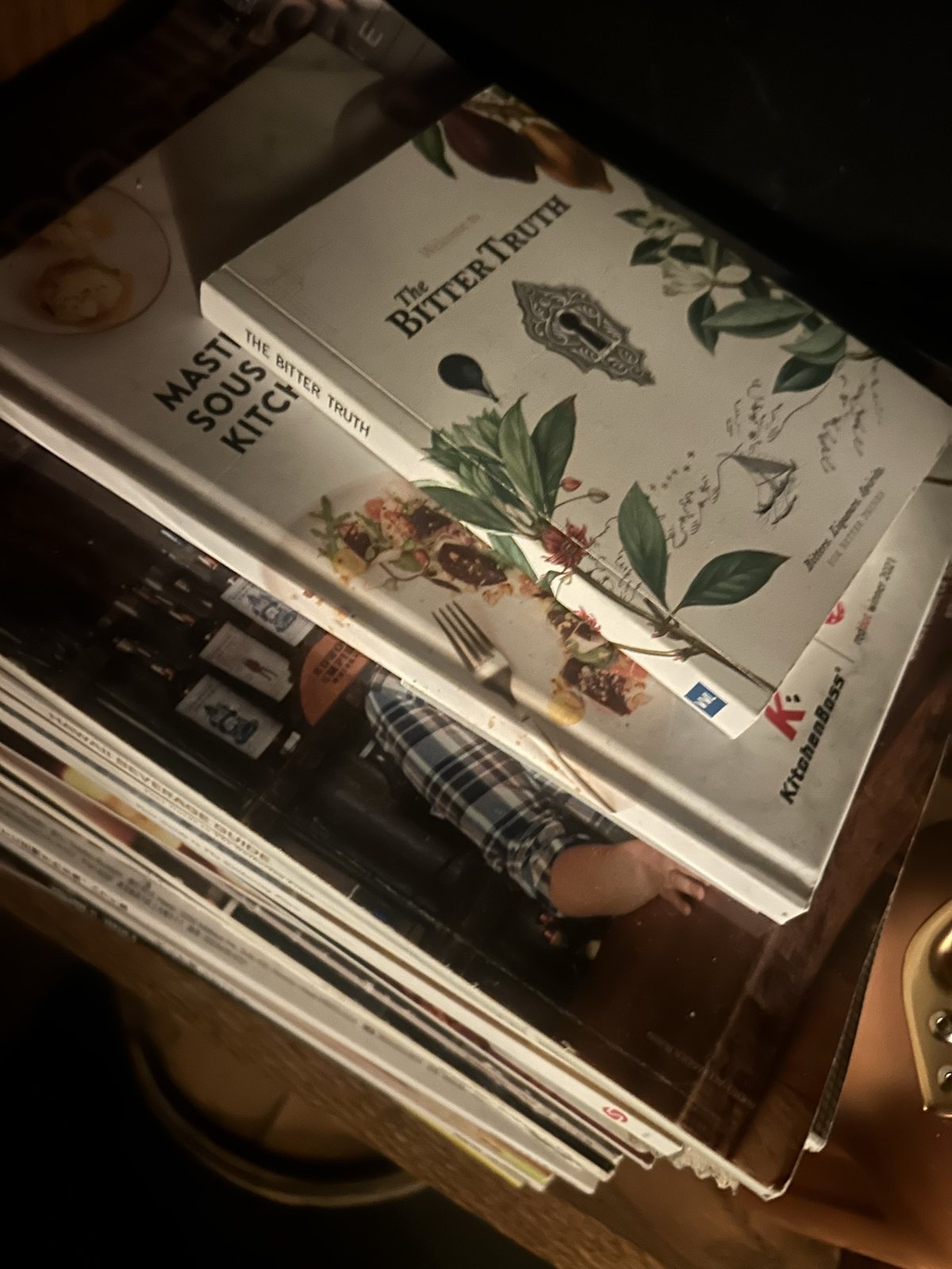 Books and magazines in warm light