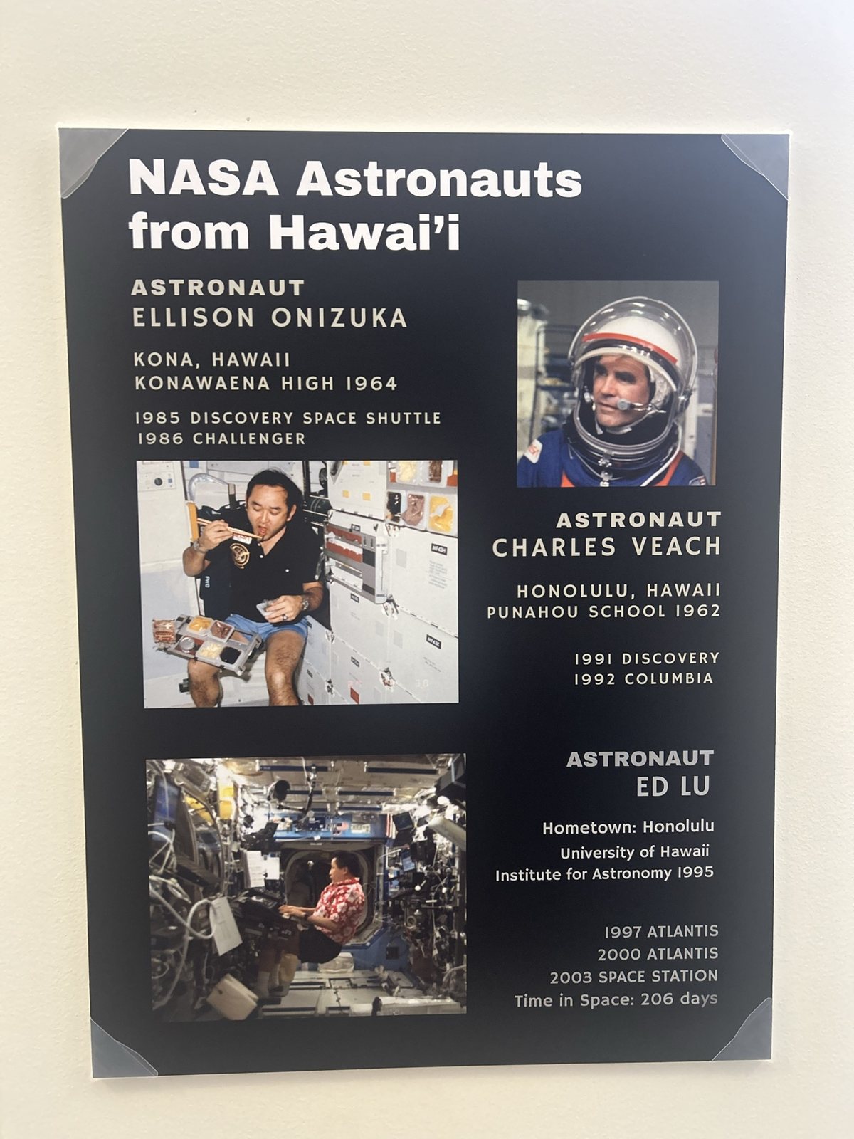 The NASA Astronauts from Hawaiʻi plaque