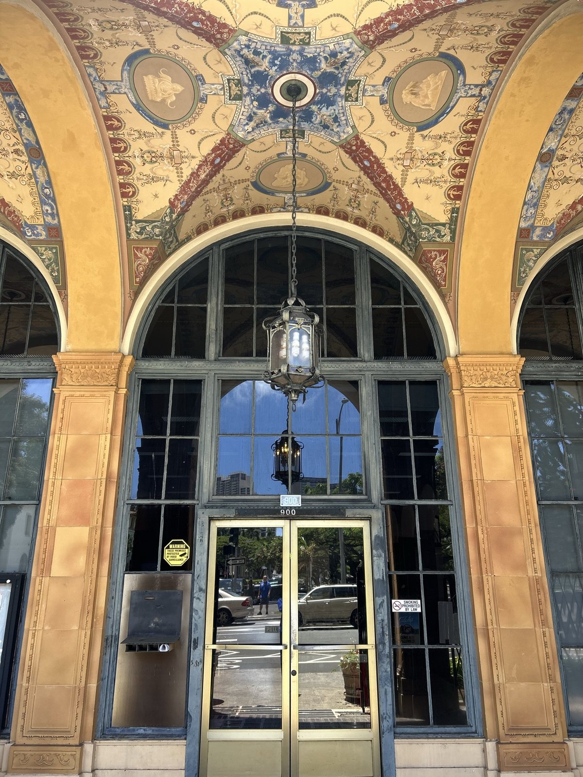 The arched entrance doors