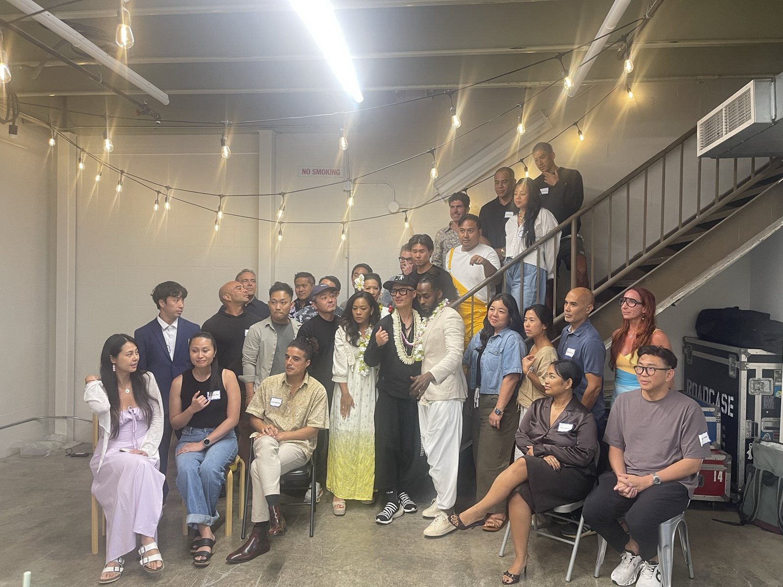 About 25 people posed together for the group photo